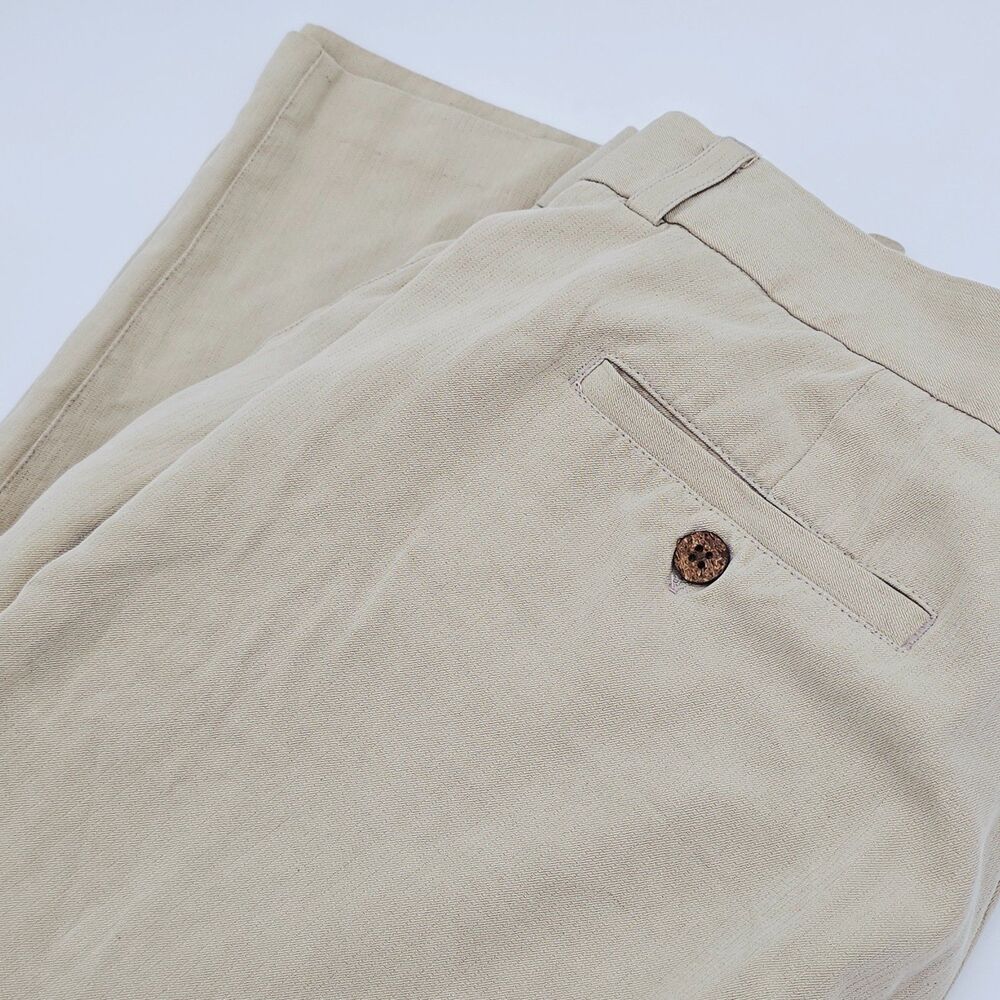 Paradise Collection Silk Trousers Pants Men's 38X32 Tan Pleated Islandwear